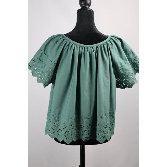 Green Apple Eyelet Cotton Blouse‎ by GAP For Women Size Medium - Picture 2 of 15